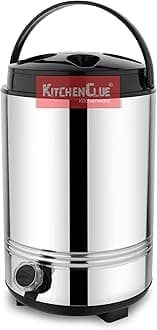 Stainless Steel Thermos/Water Container With Tap (10 Liter) Cool Drinking Water Dispenser For Office Home KitchenI PU Insulated Water Jug I Easy to Carry Handle I Easy to Clean & Maintain