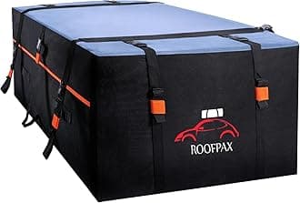 RoofPax Expandable 15/19 cft. Waterproof Rooftop Cargo Carrier Bag, Double Zippers, Integrate Mat, 10 Heavy Duty Tie-Down Straps, fits Cars with/Without a Rack or Side Rails, 6 Door Hooks Included.…