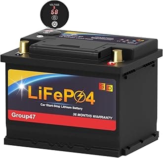 Lithium Car Battery Start and Stop, 12.8V 576WH 600CCA Group 47 LiFePO4 Automotive For Car, Starter Battery, Plus Deep Cycle Performance，60 Months Warranty
