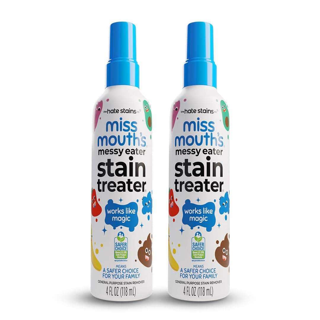 Messy Eater Stain Treater Spray - 4oz 2 Pack Stain Remover - Newborn & Baby Essentials - No Dry Cleaning Food, Grease, Coffee Off Laundry, Underwear, Fabric