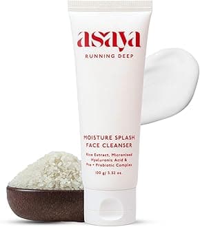 Asaya Hydrating Gentle Face Wash | Korean Rice Water & Hyaluronic Acid | Brightens, Soothes & Strengthens Skin Barrier | Pre + Probiotics for Microbiome Balance | Deep Cleansing, Non-Stripping & Moisturizing | Minimizes Pores & Evens Tone | For Sensitive, Oily & Dry Skin | Men & Women | 100g