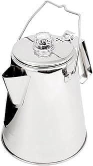 GSI Outdoors Percolator Coffee Pot I Glacier Stainless Steel Ultra-Rugged for Brewing Coffee Over Stove and Fire | Ideal for Group Camping, 14 Cup