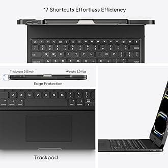 pekarejue Wireless Keyboard Case for 2025 iPad Air 13-inch (M3-M2) & iPad Pro 13 inch M4 2024, iPad Pro 12.9-inch (6th-3rd Gen): Rotatable Pencil Holder Multi-Touch Trackpad RGB Backlit Black