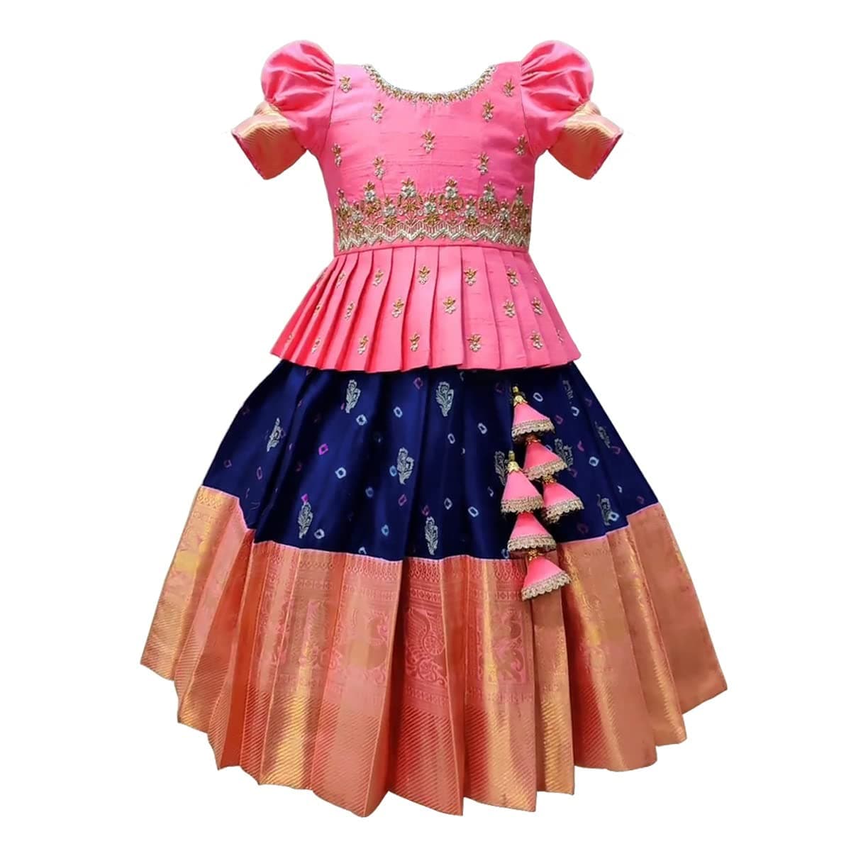 Girls Polyester Blend Readymade Lehenga Choli Set