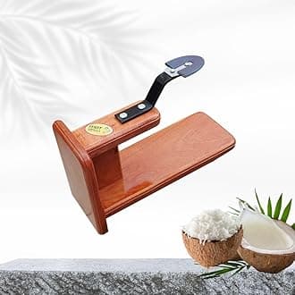 MDT India Thengai Thuruvi Chirava Polished Coconut Wood Table Grater (Mahogany, Stainless Steel)