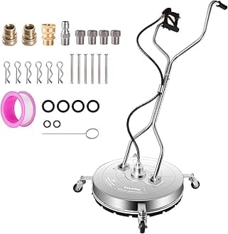 Tecoloy 24'' Pressure Washer Surface Cleaner with 4 Wheels,Dual Handle,Stainless Steel Housing, 4 Replacement Nozzle Cores and 2 Hose Adapters Ideal for Driveways, Sidewalks,Patios Cleaning