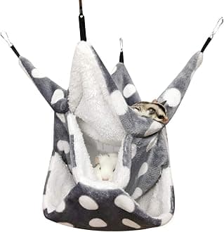 - LEFTSTARER Rat Ferret Sugar Glider Cage Hammock Bedding Small Pet Cage Accessories Toy Triple-Layer Hammock Bedding for Hamster Guinea Pig Sugar Glider Rat Ferret Chinchilla Playing Sleeping(Grey)
