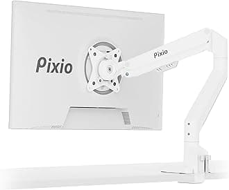 PS1S Wave White Single Monitor Arm Stand Desk Mount - Fits up to 32 inches Monitors and up to 19.8lbs. VESA Compatibility and Integrated Cable Management