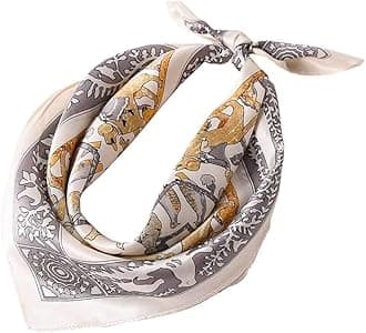 ANDANTINO 100% Real Mulberry Silk Scarf -21'' x 21''- Lightweight Neckerchief –Women Men Small Square Digital Printed Scarves