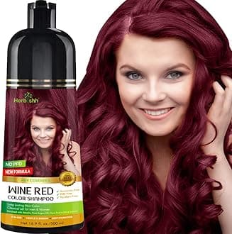 Hair Colour Shampoo for Grey Hair, Wine Red, 500 ml, Ammonia-Free 3-in-1 Hair Dye Shampoo, Colours Hair in Minutes, Long-Lasting Colour