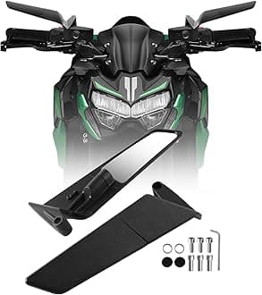 PACEWALKER Motorcycle Mirrors Universal 360 Rotatable Stealth Wind Wing Side View Mirrors for Kawasaki Z400 Z650 Z900 Z1000 Duke 125 200 250 390 690 790 1290 Yamaha MT, HONDA, SUZUKI(8mm 10mm)