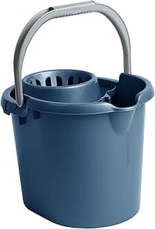 JMS we create smile - 16 Litre Mop Bucket with wringer attached for Floor Cleaning - Home & Office Use (Navy)