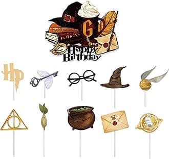 11Pc Harry Potter Happy Birthday Cake Toppers,Harry Potter Cake Toppers for Boys,HarryPotter Birthday Cake.Decorations Cupcake Toppers.for Girl,Kids,Men.Birthday HarryPotter Theme Party Supplies