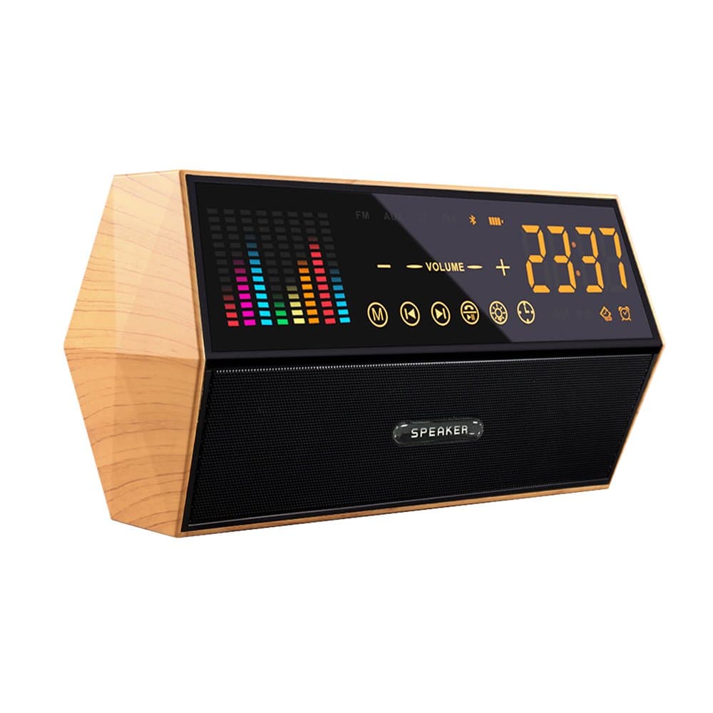 Bluetooth Speaker, 2018 Sysmarts Portable Wireless Bluetooth 4.2 Stereo Speaker with FM Radio Digital Alarm Clock Supported TF Card/AUX-in USB Charging (Yellow)