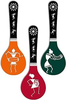 Artvibes Warli Art Wooden Wall Hanger For Home | Office | Living Room | Gift | Modern Decoration Items | Kitchen Wall Decor | Home Decor Hanging Items (Wh 5007N), Set Of 3