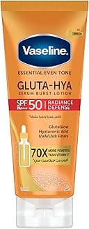 Vaseline Gluta-Hya Serum Burst Lotion, Radiance Defense, SPF 50 PA+++, with GlutaGlow Technology, Hyaluronic Acid and UVA/UVB Filters, 70x More Powerful than Vitamin C, 180ml