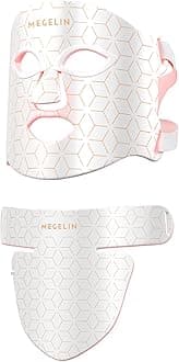 MEGELIN Led Red Light Therapy Face & Neck Mask, 7 Colors Led Light Therapy Facial Mask, Infrared Red Light Therapy Mask, Infrared Light Skin Rejuvenation(White)