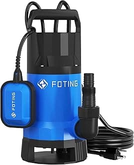 FOTING 1000W Submersible Water Pump to Empty Pool, Dirty/Clean Water, 17600 L/H Electric Sump Pump with Float Switch, Portable Water Pump for Garden Pond, Hot Tub, Pool Draining, Ditches