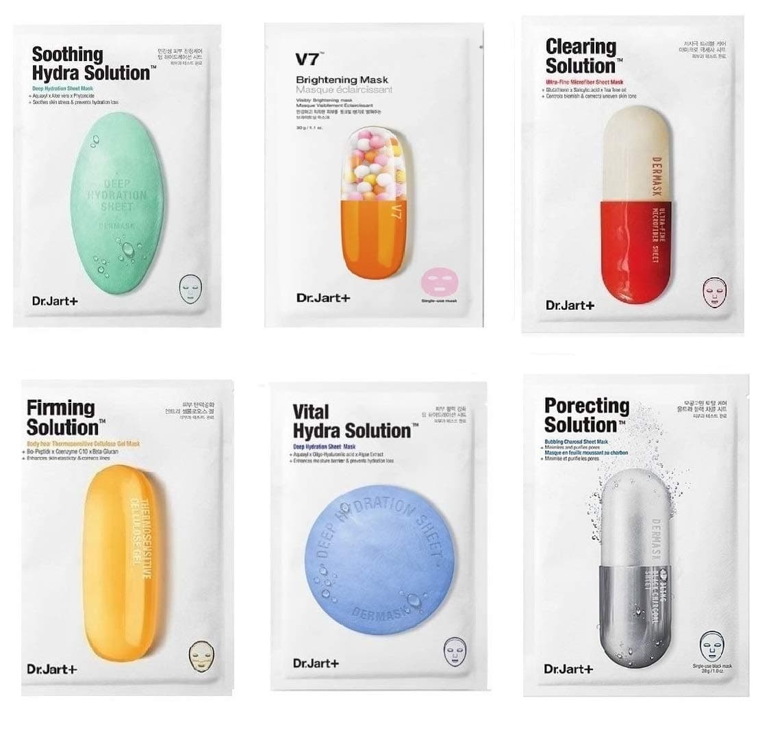 Dr. Jart Mask Sheet Set 6 Pcs Mixed with Pore Mask & Brightening Mask Comes in a Customized Gift Packaging (FIRMING)