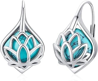 Genuine Turquoise Jewelry for Women, Sterling Silver Earrings and Necklaces for Women, Leverback Dangle Drop Earrings Jewelry