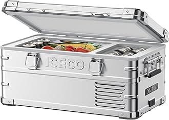 ICECO APL20 12 Volt Refrigerator, 21 Qts Aluminum Portable Freezer, Electric Cooler with SECOP Nano Compressor, Single Zone Car Fridge for Travel, Camping, -4℉~68℉, Powered by AC/DC or Solar