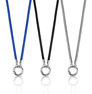 Framendino, 3 Pack Eyeglass Holder Necklace Ring Glasses Strap Chain Stainless Steel Loop Sunglasses for Women Men, Black, Small