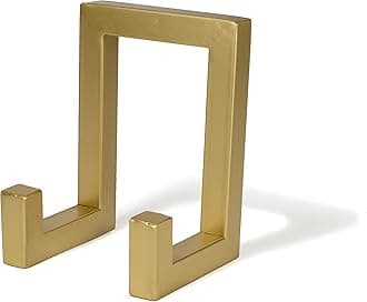 Red Co. 8” Tall Industrial-Style Metal Photo Frame Holder & Plate Display Stand Easel, Matte Gold