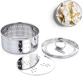 Ladiosa® Paneer Maker Steel Paneer Maker Sprout Maker Paneer Mould Tofu Steel Container Sprouts Maker Paneer Maker Strainer Stainless Steel Paneer Press Paneer Strainer Paneer Maker Steel | 400 ml