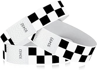 Black Checkered/Checks 3/4 Tyvek Wristbands - 500 Pack Paper for Events