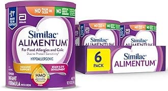 Alimentum With 2'-FL HMO Hypoallergenic Infant Formula, for Food Allergies and Colic Due to Protein Sensitivity, Baby Formula Powder, 12.1-oz Can, Pack of 6