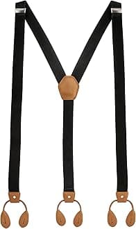 Trimming Shop 25mm Men's Suspender Braces - Y Back Elasticated Adjustable Suspenders Button Hole Braces - Fashion Accessory for Parties, Weddings, Casual, Formal Events