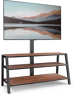 FITUEYES TV Stand Table Furniture with Mount for 37-70 Inch TV, TV Storage Cabinet with 3 Tier Wooden Shelves and Height Adjustment, Max Vesa 600 x 400 mm
