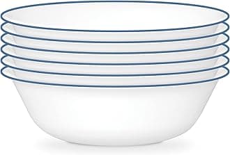 6-Piece 18oz Round Bowls, Vitrelle Triple Layer Glass, Perfect for Soup, Cereal and Snacks, Lightweight, Chip and Scratch Resistant, Microwave and Dishwasher Safe, Botanical Stripes