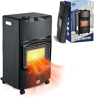 CUQOO Portable Calor Gas Heater - 4.2KW Indoor Room Heater 3 Heating Settings, Heating Butane Foldable with Hose, Clips & Regulator, Perfect Space Warmer for Home Office Garage Workshop