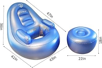 Serenity Blue BBL Inflatable Chair with Air Pump for After Butt Surgery Recovery,Sitting,Sleeping,Pregnancy and Relaxation and BBL Pillow Without Compromising Results(with Ottoman)…, CH007