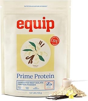 - Equip Foods Prime Protein Powder | Clean, Grass Fed Beef Protein Powder | Carnivore Protein Isolate | Paleo, Keto Friendly | Gluten & Dairy Free | Helps Build & Repair Tissue | 30 Servings, Vanilla