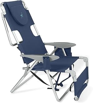 Ostrich Backpack 3N1 Chair with Insulated Cooler Bag, Facedown Lounger, Beach Chair, Camping Chair, Cup Holder, 14" Seat Height, Aluminum Frame, Lightweight