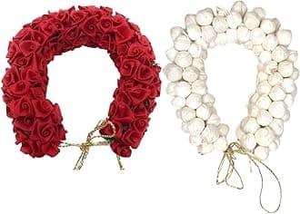 Gajra for Hair, Artificial Gajra of Mogra for Hair Bun/juda/phool Hair Accessory for Girls & Women's (Pack of 2, Red & White)