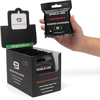 Boostrcharge 10-Pack Single-Use Emergency Phone Charger | Dead Phone? Just Plug in — No Cables Needed | USB-C & Lightning | Pre-Charged | TSA-Approved