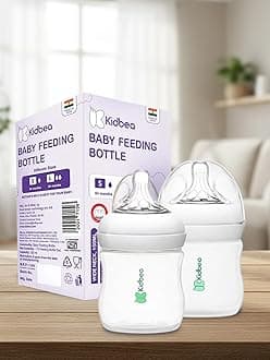 Natural Baby Feeding Bottle 150 ML | Wide Neck, Soft Silicone Nipple, BPA-Free, Leak-Proof, Ideal for Newborn & Infant Babies (Pack of 2)
