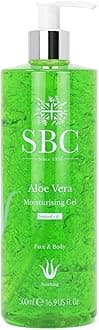 SBC Skincare Aloe Vera Moisturising Gel - 500ml | Lightweight Aloe Vera Cooling Gel for Face and Body | Aloe Vera Moisturiser for Dry, Damaged and Sunburn Skin | Aloe Vera Aftersun Gel