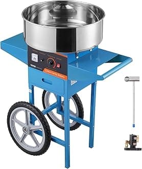 VEVOR Electric Candy Floss Machine with Trolley, 1000W, Commercial Sugar Maker with Stainless Steel Bowl and Sugar Spoon, Perfect for Home, Children's Birthday, Family Party, Blue