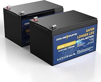 12V 12Ah Lithium LiFePO4 Deep Cycle Battery 2 Pack, 5000+ Cycle Rechargeable Lithium Iron Phosphate Battery for Solar, Fish Finder, Power Wheels, Lighting, with 12A BMS