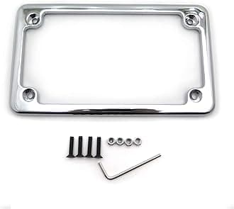 Motorcycle License Plate Frames, Flat Bracket Tag Holder 7 Inches x 4 Inches, Universal Chrome License Plate Frame Exterior Accessories, Silver