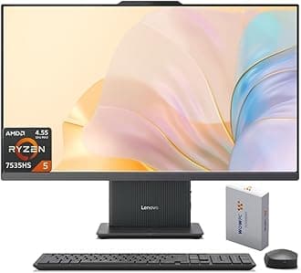 IdeaCentre Business All-in-one Computer, 23.8" FHD IPS Display, AMD Ryzen 5 7535HS (Up to 4.55GHz), 32GB DDR5 RAM, 1TB PCIe SSD, Wi-Fi 6, USB-C, HDMI in&Out, Bundle 500GB External Drive