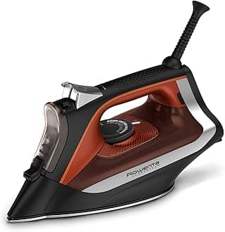 Rowenta Iron Steamer for Clothes, Stainless Steel Soleplate Steam Iron, Microsteam Holes, 1700 Watts, Lightweight, Auto-off, Black, DW2360