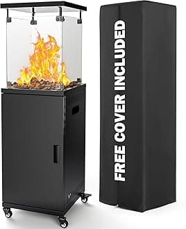 Pamapic 41,000 BTU Propane Patio Heater with Wheels & Cover,CSA Certified Outdoor Heater with Lockable Wheels for Backyard, Balcony,Garden,Weather Resistant(Ink)