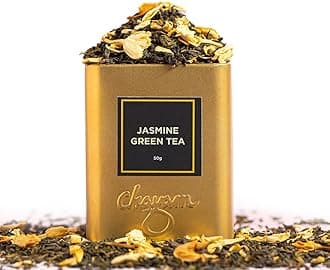 CHAYAMJasmine Green Tea - 50g | Premium Tin Caddy | Pure Jasmine Flower | Aromatic Green Tea | 100% Natural Ingredients | Brew Hot or Cold