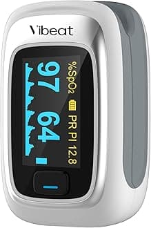 Vibeat Fingertip Pulse Oximeter, Blood Oxygen Saturation Monitor| O2 Meter, Portable SPO2 & Pulse Rate Monitor, Batteries and Lanyard Included