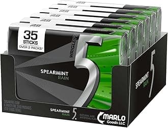 GenericWrigleys 5 Gum Rain Spearmint (35 Ct., 6 Pks.) Wholesale, Cheap, Discount, Bulk (1 - Pack of 6 individual packs), Green